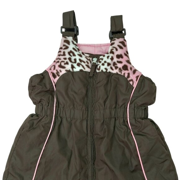 ZeroXposur Snow Bibs Girls 4T Brown Front Zip Insulated Warm Winter Outdoor - Picture 2 of 10